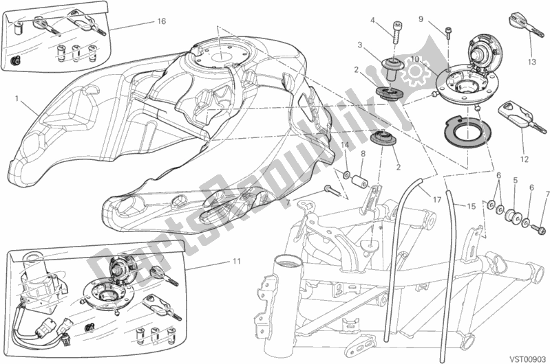 Tutte le parti per il Serbatoio Di Carburante del Ducati Multistrada 1200 ABS 2010